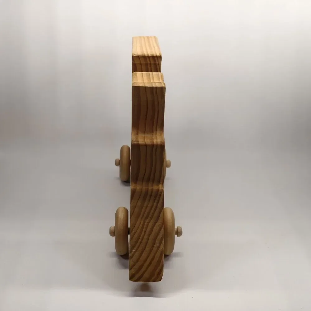 Handmade Wooden Train Locomotive Shelf Sitter Folk Art Decor Rolling Toy 15 Inch